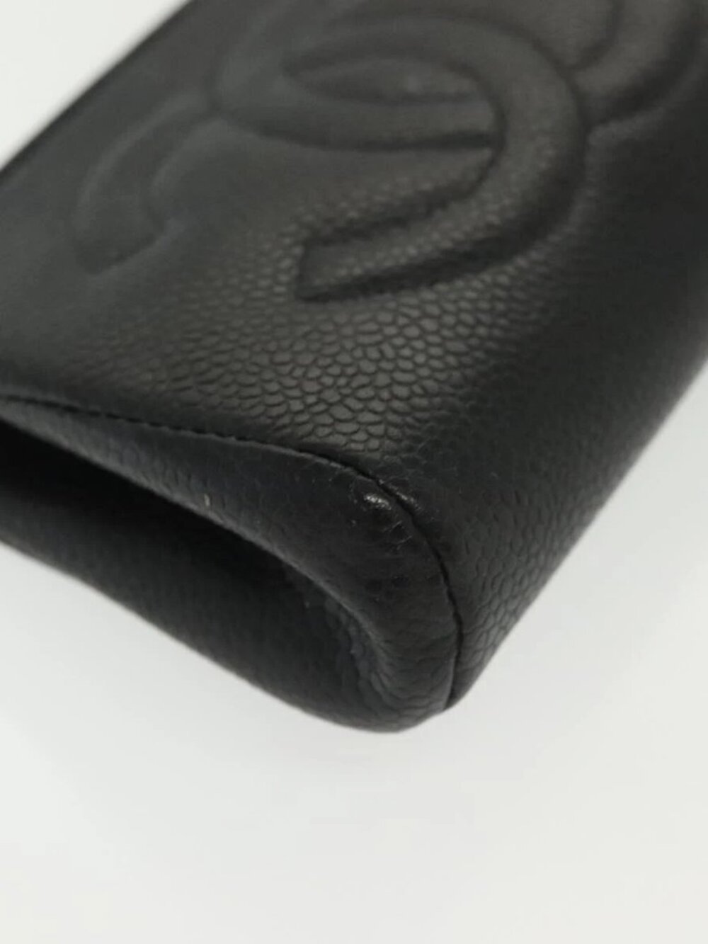 CHANEL Pouch Grained Calf Skin Black Gold CC Auth bs28771 - Picture 7 of 16